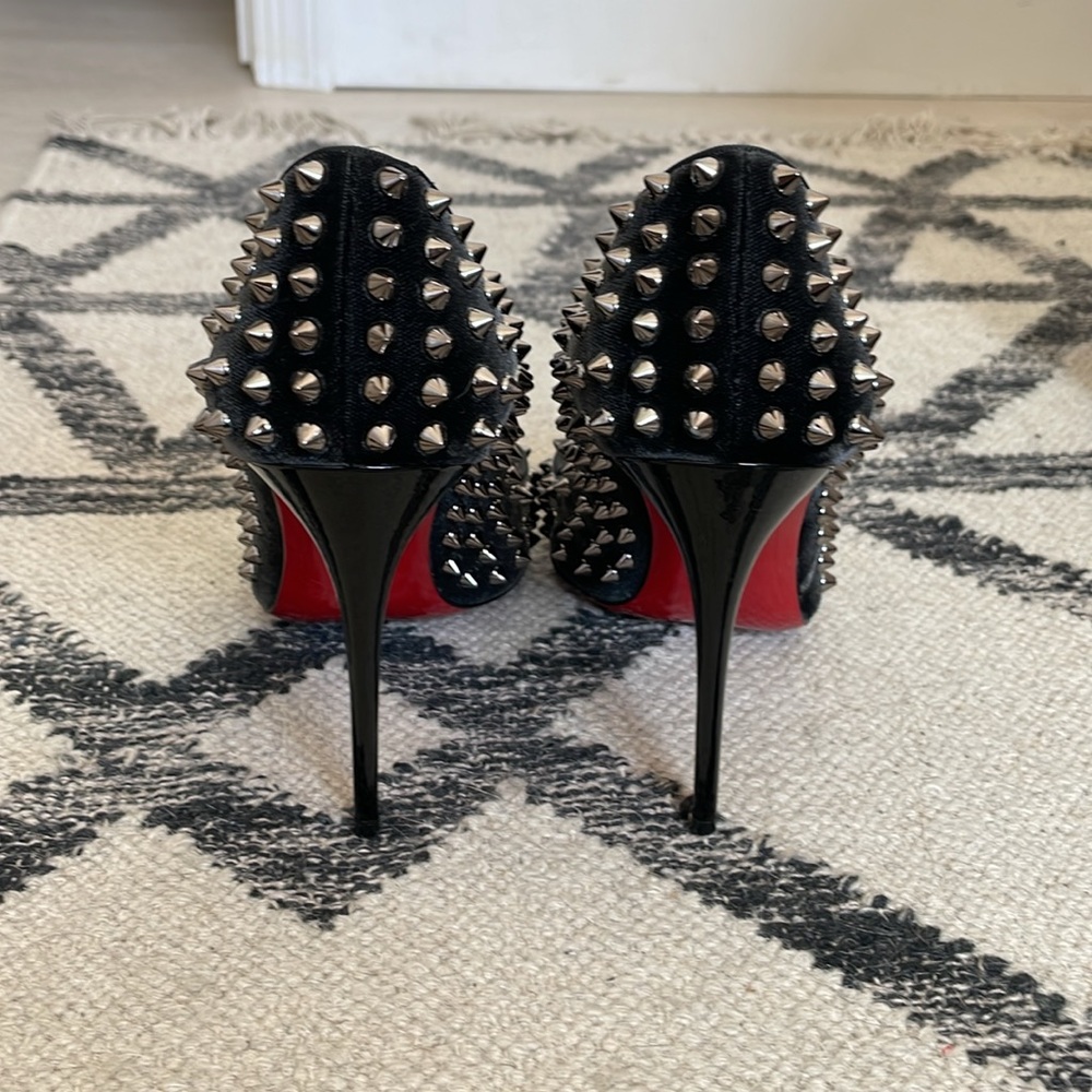 Christian Louboutin Black Heels with Silver Studs - Picture 4 of 9